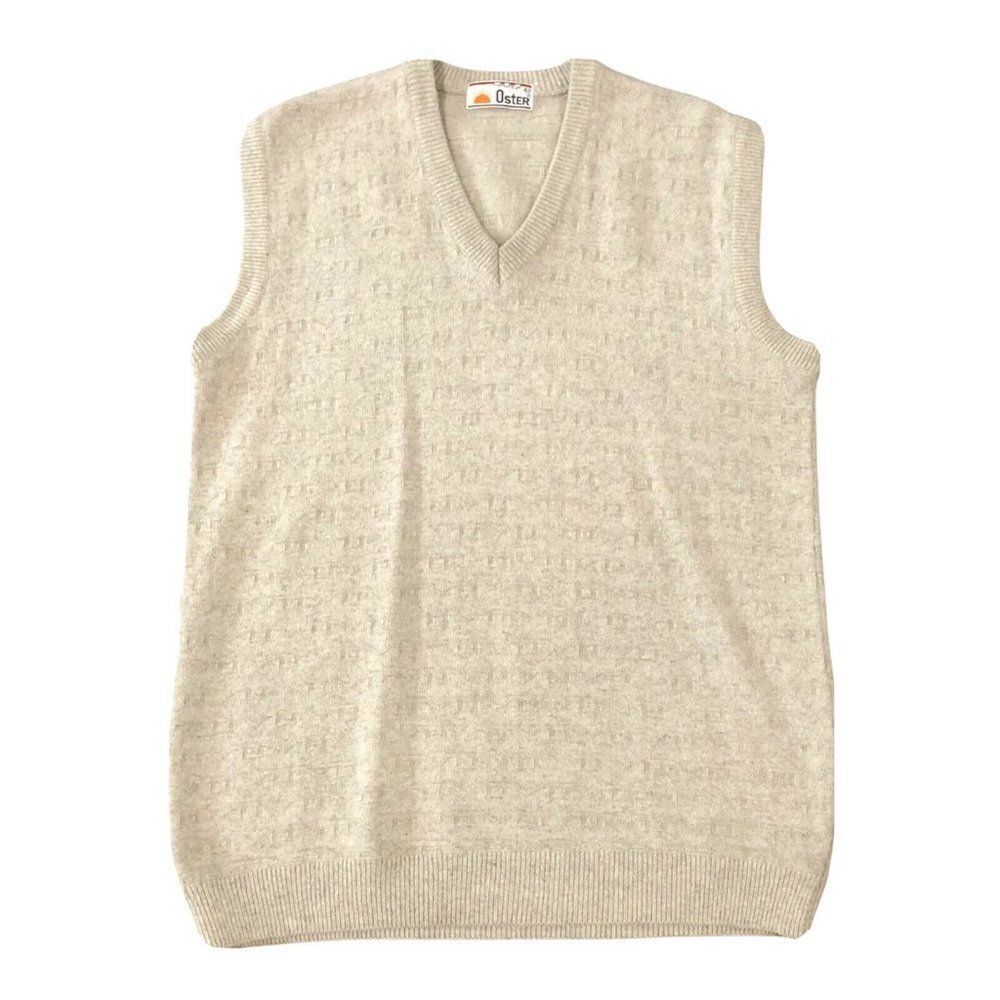 Vintage‎ Oster Size 42 Wool Sweater Vest Beige Tan V Neck Grandpa